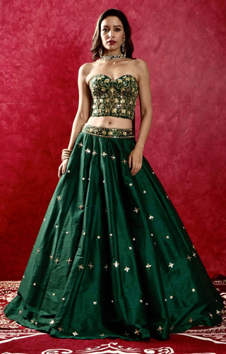 Aarzu emerald green lehenga set