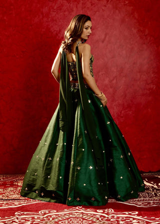 Aarzu emerald green lehenga set