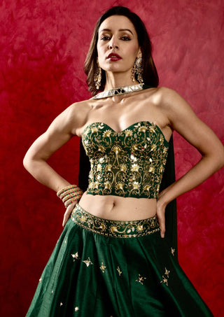 Aarzu emerald green lehenga set