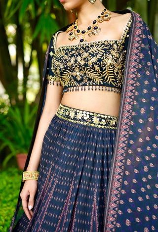 Jahaan dark blue lehenga set