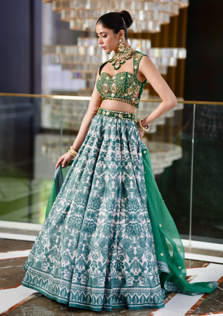 Alvira green lehenga set