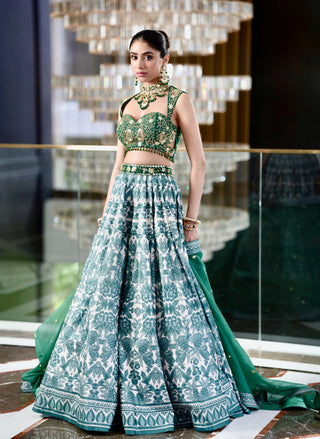 Alvira green lehenga set