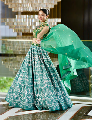 Alvira green lehenga set