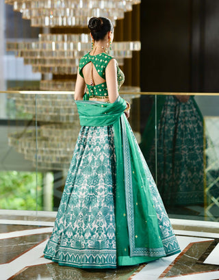 Alvira green lehenga set