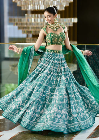 Alvira green lehenga set