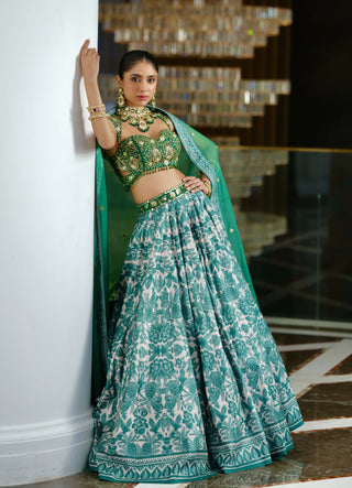 Alvira green lehenga set