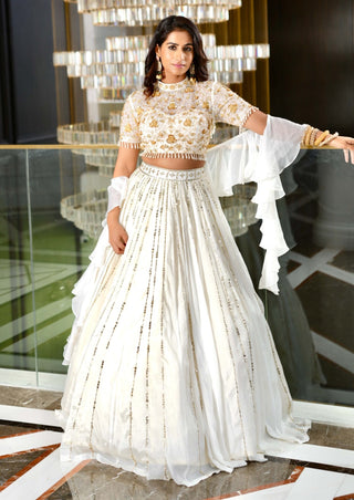 Maheem white lehenga set