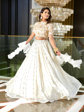 Maheem white lehenga set