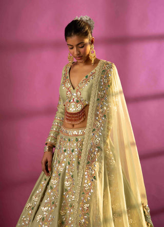 Pista green gota patti lehenga set