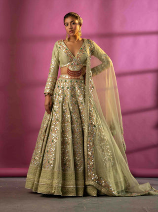 Pista green gota patti lehenga set