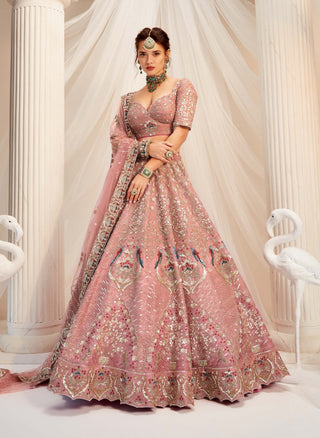 Brick red bridal lehenga choli set