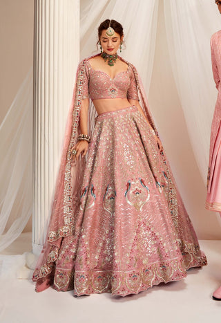 Brick red bridal lehenga choli set