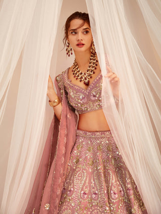 Paisly pink bridal lehenga choli set