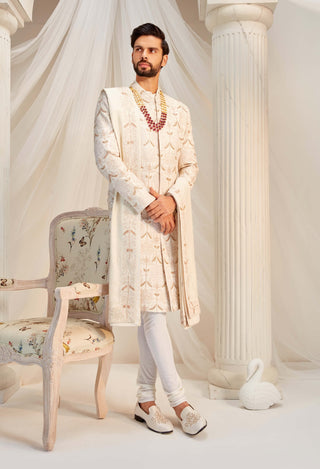 Ivory resham sherwani set