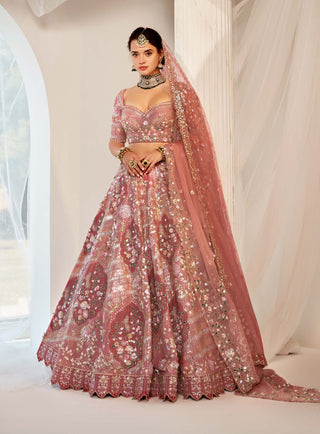 Salmon pink bridal lehenga choli set