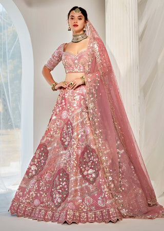 Salmon pink bridal lehenga choli set