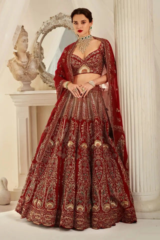 Antique barn red lehenga choli set