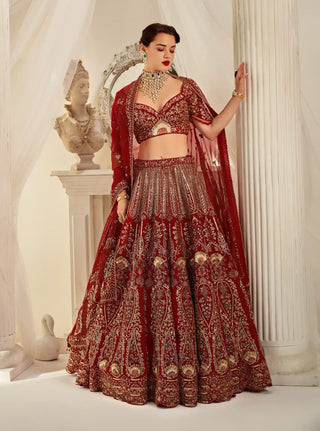 Antique barn red lehenga choli set