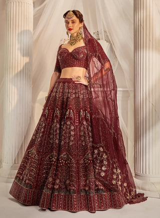 Dark wine lehenga choli set