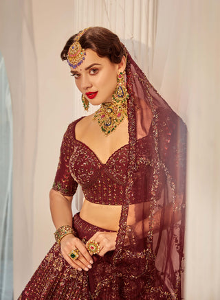 Dark wine lehenga choli set