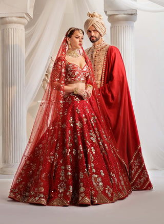 Crimson red lehenga choli set