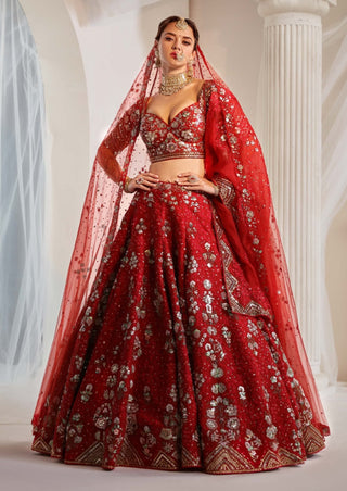 Crimson red lehenga choli set