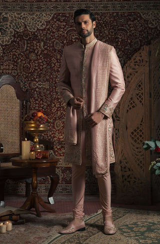 Powder pink nilofer sherwani set