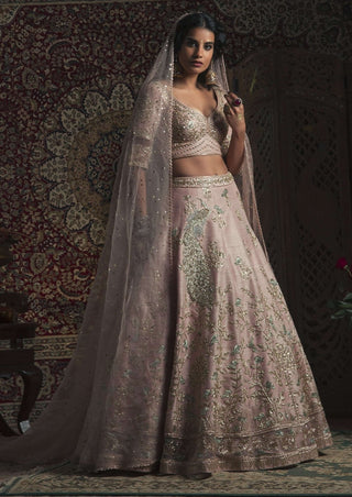 Powder pink nilofer bridal lehenga set