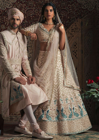 Powder peach mor bridal lehenga set