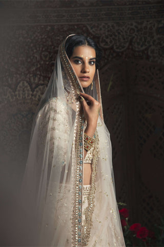 Powder peach mor bridal lehenga set