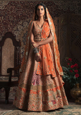 Tangerine bridal lehenga set