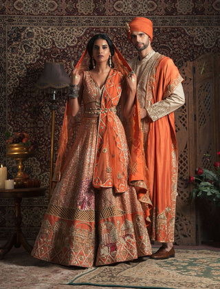 Tangerine bridal lehenga set