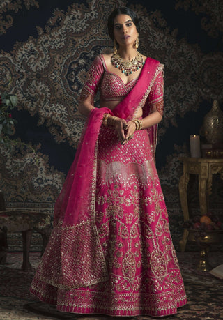 Hot pink fuljhadil bridal lehenga set