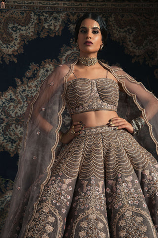 Mink gray bridal lehenga set