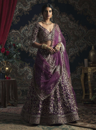 Purple gulaab bridal lehenga set