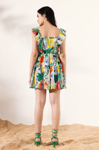 Multicolor eden ruffled short dress