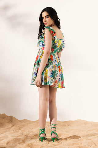 Multicolor eden ruffled short dress