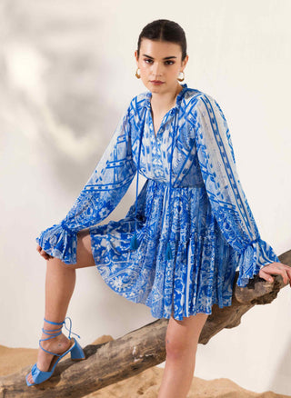 Blue aisha boho short dress