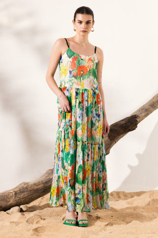 Multicolor eden cami tiered maxi dress