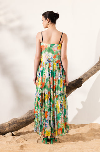 Multicolor eden cami tiered maxi dress