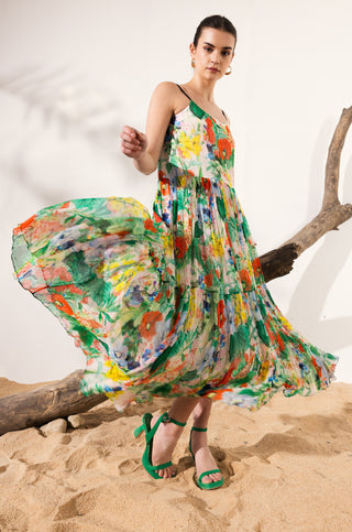 Multicolor eden cami tiered maxi dress