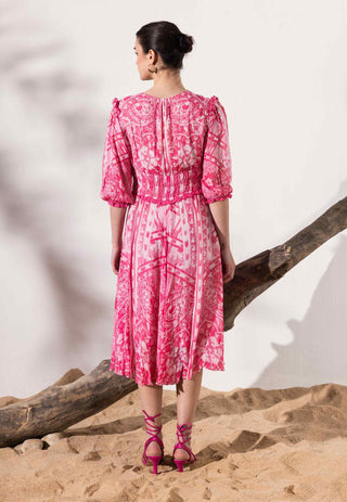 Aisha pink midi dress