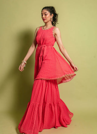 Pink printed gharara set