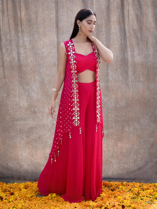 Rani pink asymmetrical cape and palazzo set