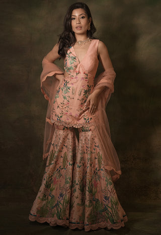 Pink celadon sharara set