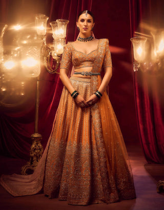 Orange shehnai lehenga set