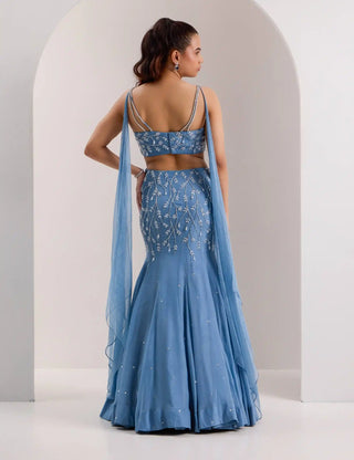 Nyla blue mermaid lehenga and blouse