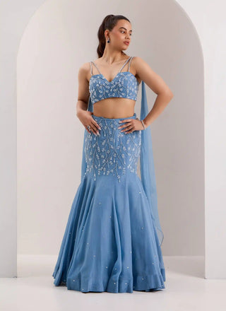 Nyla blue mermaid lehenga and blouse