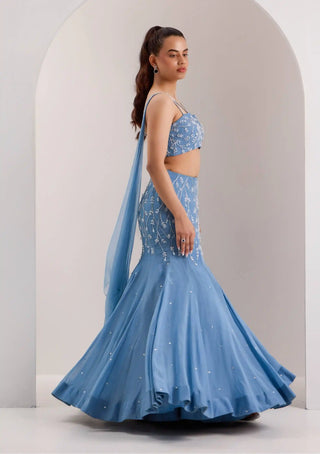 Nyla blue mermaid lehenga and blouse