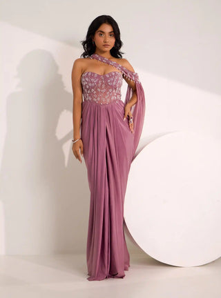 Ivelle corset saree gown and shoulder drape